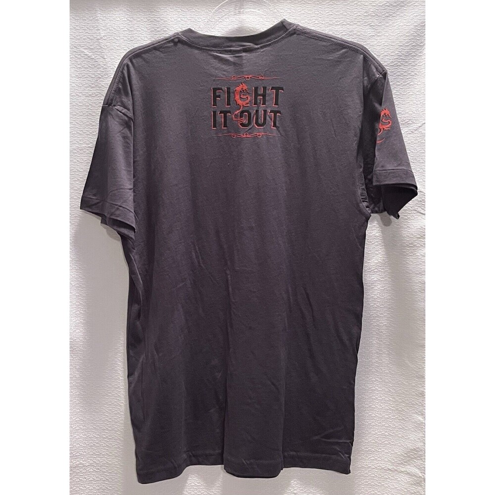 NEW Fight it Out Dragon Graphic T Shirt Adult L MMA Boxing Viking Warrior Metal - Picture 2 of 5